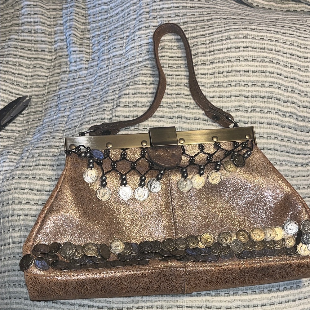 Patricia Nash Bronze Clutch with Silver Accents